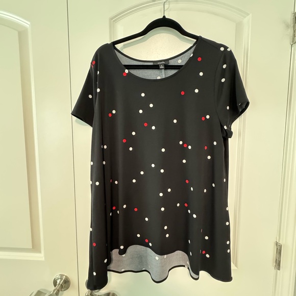 Alfani Tops - Alfani Black Polka Dot Short Sleeve Top